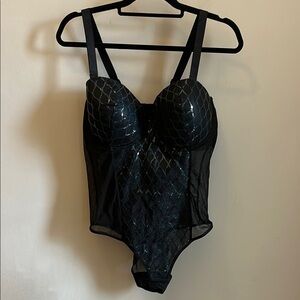 Curve Necessities Bodysuit NWT Fashion Sequin Embroidered Convertible Size 2X